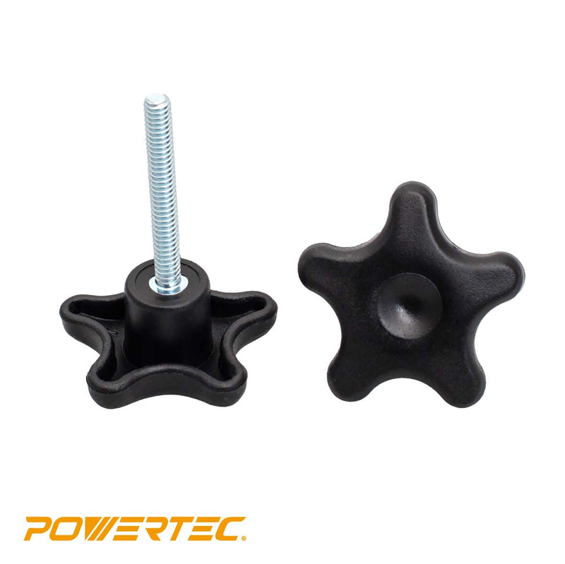 [Australia - AusPower] - POWERTEC QNB3010 5-Star Stud Knob, 1/4"-20, 2" Long, 5 PK , Black 1/4''-20 Stud Knob 