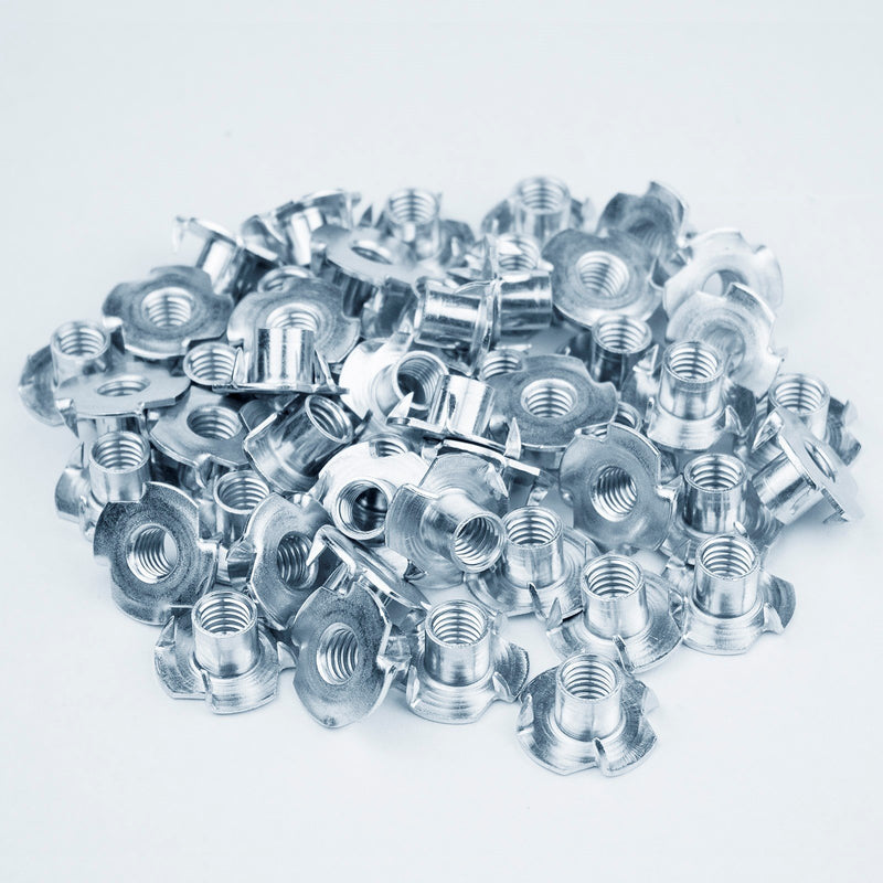 [Australia - AusPower] - POWERTEC 5/16"-18 x 3/8" QTN1103 4 T 50 Pack | Pronged Tee Nuts 5/16 Inch-18 & 3/8-Inch – Threaded Inserts for Climbing Holds and Wood Working, 3/8" 3/8 Inch 
