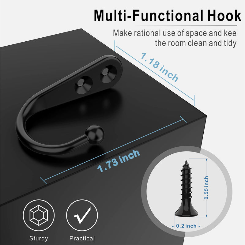 [Australia - AusPower] - 15 Pcs Black Wall Mounted Coat Hooks, Hooks for Wall, Mug Hooks, Hanger Hook with 50 Pieces Screws for Towel, Key, Robe, Coats, Scarf, Bag, Cap, Coffee Cup, Mugs 15PCS 