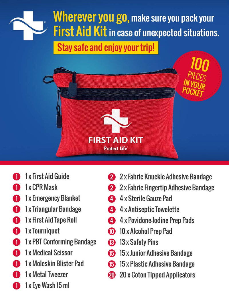 [Australia - AusPower] - First Aid Kit - 100 Piece - Small First Aid Kit for Camping, Hiking, Backpacking, Travel, Vehicle, Mini 1st Aid kit for Outdoors - Emergency & Medical Supplies 100 Piece Set 