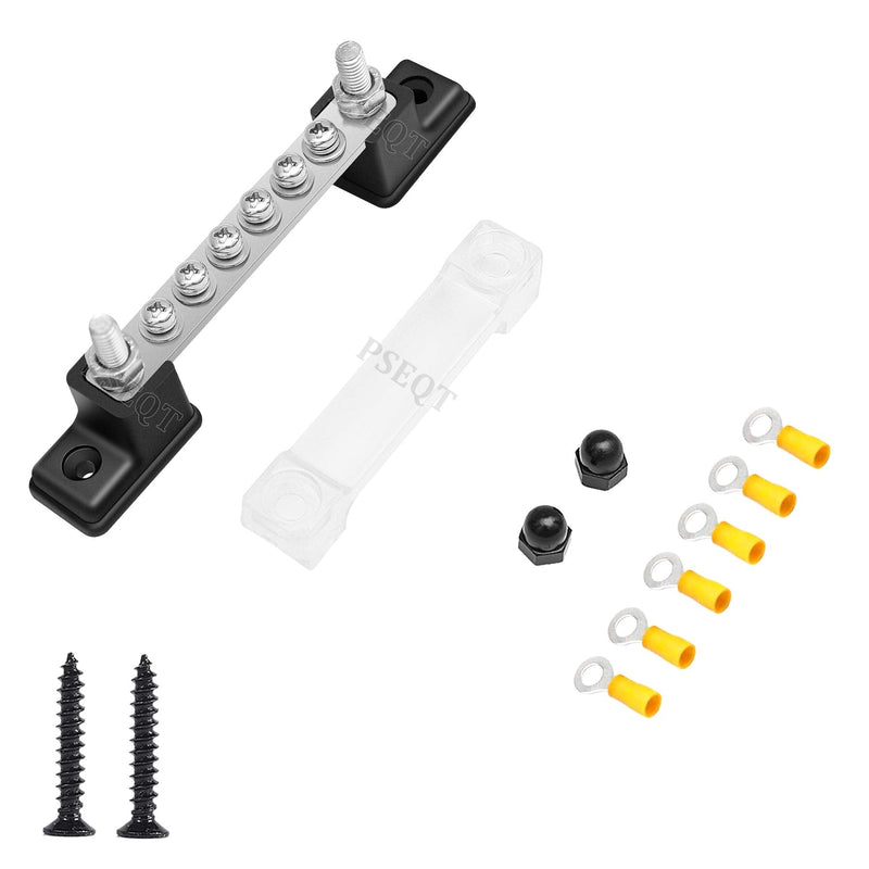 [Australia - AusPower] - PSEQT 6 Way Bus Bar Terminal Block with Cover & Connectors 150A Ground Power Distribution for Car Boat Trailer RV (1Pcs) 