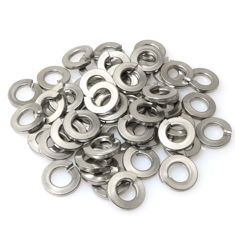 [Australia - AusPower] - PZRT 50pcs 1/4 Inch 304 Stainless Steel Spring Washer Split Lock Washers, Silver 