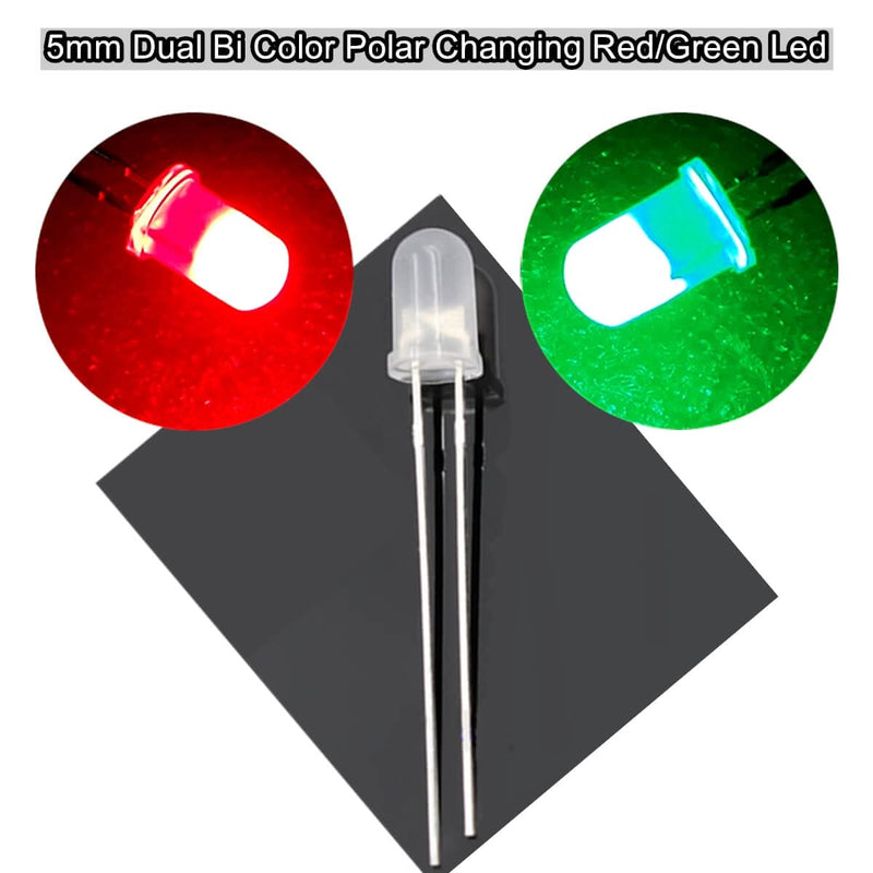 [Australia - AusPower] - 100PCS 5mm Dual Bi Color Polar Changing Red/Green Led Diffused LEDs 2-Pin led 