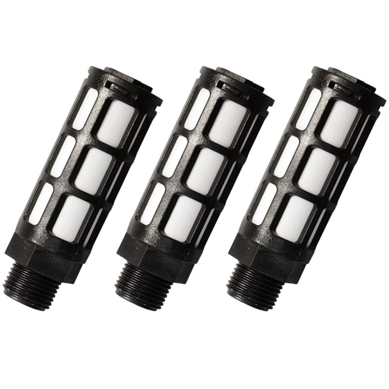 [Australia - AusPower] - Quickun Plastic Exhaust Air Silencer, 1/2" Air Line Pneumatic Muffler Black Air Compressor Fitting (Pack of 3) 1/2" Male (3Pcs) 