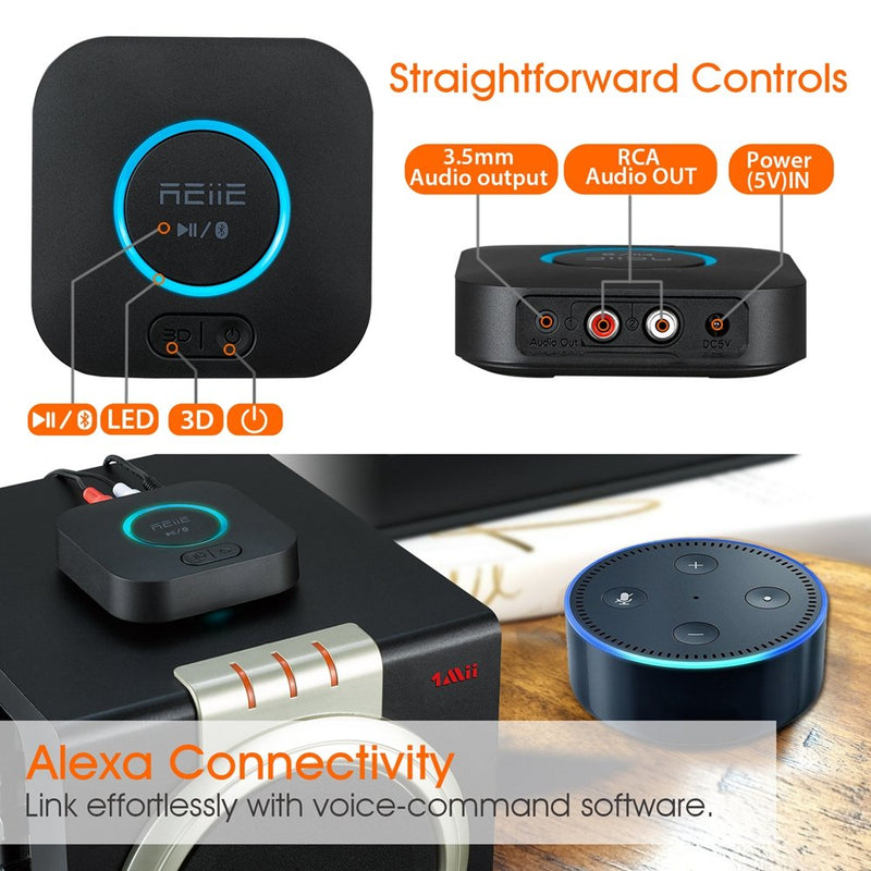 [Australia - AusPower] - Audio Bluetooth Receiver,HiFi Wireless Audio Adapter,Bluetooth 4.2 Receiver with 3D Surround AptX Low Latency for Home and Car Music Stereo Streaming (Pair 2 at Once) 