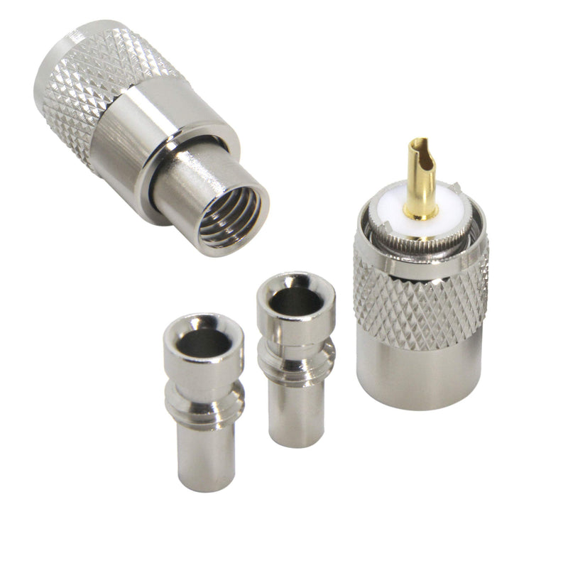 [Australia - AusPower] - PL259 Coax Connectors, 2 Pack PL259 UHF Male Solder Coax Connectors with UG-175 Reducer Low Loss RFAdapter for RG58, RG-213, RG142, LMR195 2-Pack 