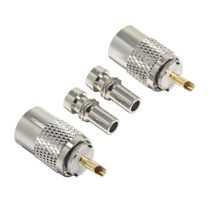 [Australia - AusPower] - PL259 Coax Connectors, 2 Pack PL259 UHF Male Solder Coax Connectors with UG-175 Reducer Low Loss RFAdapter for RG58, RG-213, RG142, LMR195 2-Pack 