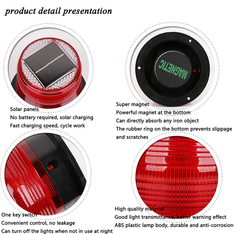 [Australia - AusPower] - RISOON Solar Strobe Warning Safety Flashing Light/Ceiling Strobe Light, with Strong Magnetic Base Waterproof for Construction, Traffic, Factory, Crane Tower, Boat Navigation (Blue) Blue 