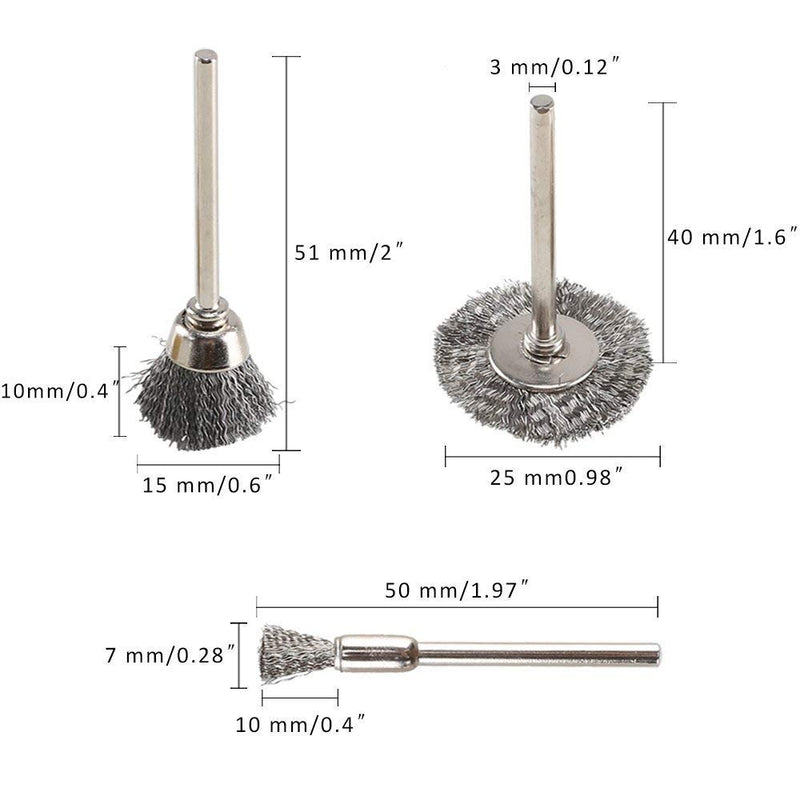 [Australia - AusPower] - 60 Pcs Wire Brushes Set, Rocaris Steel Wire Wheels Pen Brushes Set Kit Accessories for Rotary Tool 