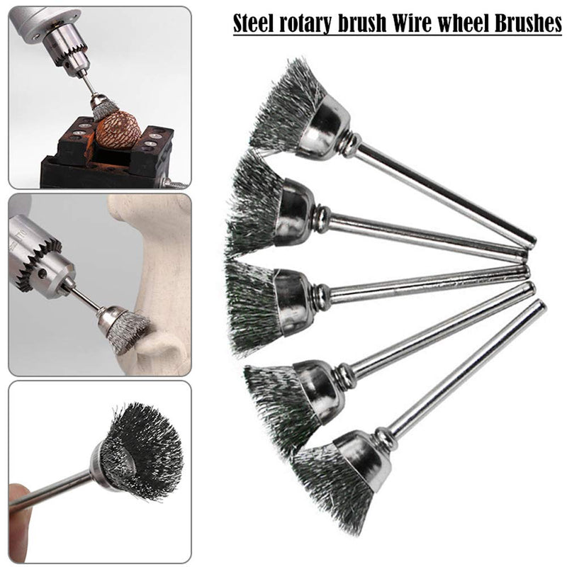 [Australia - AusPower] - 60 Pcs Wire Brushes Set, Rocaris Steel Wire Wheels Pen Brushes Set Kit Accessories for Rotary Tool 