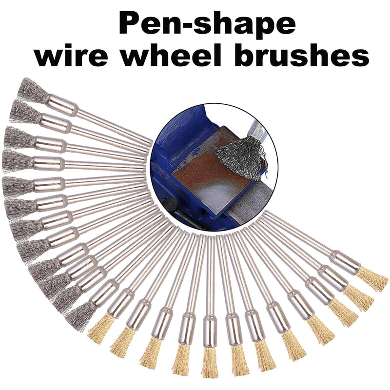 [Australia - AusPower] - Rocaris 72 Pack Wire Wheel Brushes Set, Brass and Steel Wire Brush Set 1/8" Shank for Rotary Tools Accessories Polish Clean Tools 