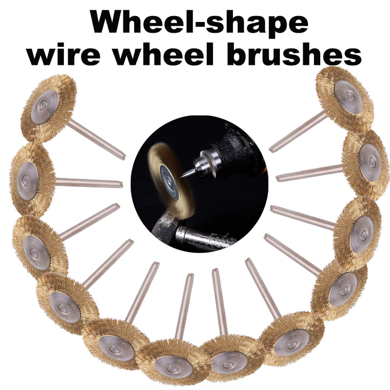 [Australia - AusPower] - Rocaris 72 Pack Wire Wheel Brushes Set, Brass and Steel Wire Brush Set 1/8" Shank for Rotary Tools Accessories Polish Clean Tools 