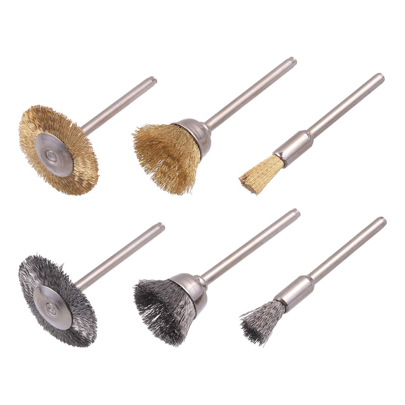 [Australia - AusPower] - Rocaris 72 Pack Wire Wheel Brushes Set, Brass and Steel Wire Brush Set 1/8" Shank for Rotary Tools Accessories Polish Clean Tools 