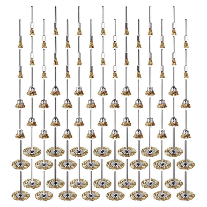 [Australia - AusPower] - 90 Pcs Wire Brushes Set, Rocaris Brass Wire Wheels Pen Brushes Set Kit Accessories for Rotary Tool 