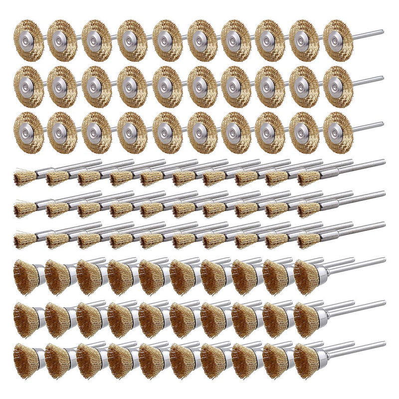 [Australia - AusPower] - 90 Pcs Wire Brushes Set, Rocaris Brass Wire Wheels Pen Brushes Set Kit Accessories for Rotary Tool 