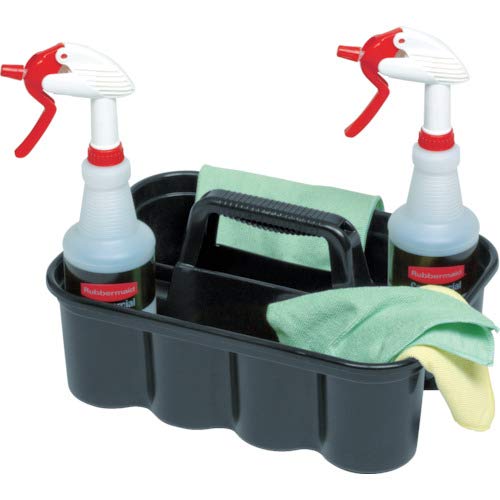 [Australia - AusPower] - Rubbermaid Commercial Products Deluxe Carry Caddy for Cleaning Products, Spray Bottles, Sports/Water Bottles, and Postmates/Uber Eats Drivers, Black (FG315488BLA) 1 Pack 