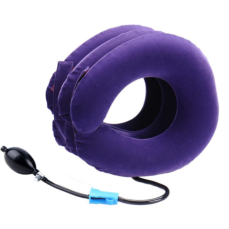 [Australia - AusPower] - Cervical Neck Traction Device Inflatable Neck Stretcher, Easy to Use for Chronic Neck and Shoulder Pain Relief Traction Spine Alignment, Neck Cervical Brace Purple 