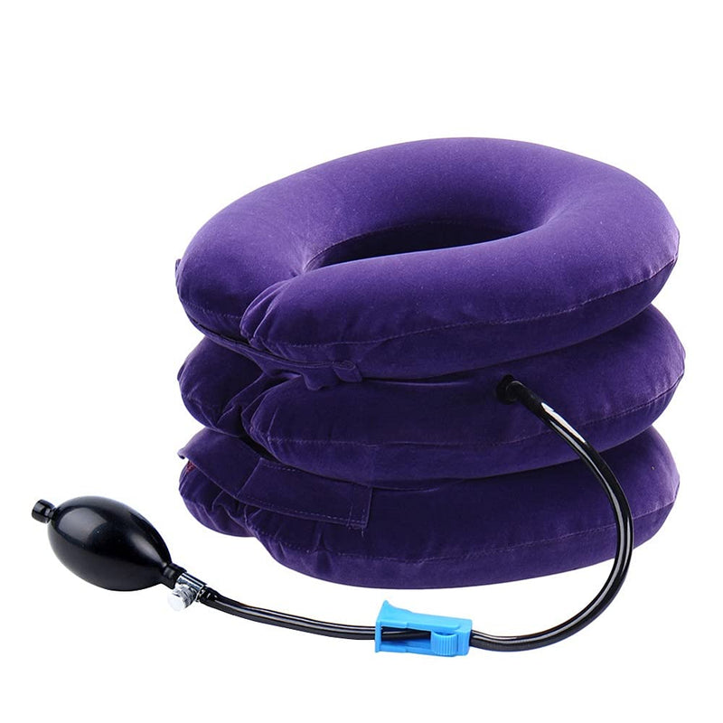 [Australia - AusPower] - Cervical Neck Traction Device Inflatable Neck Stretcher, Easy to Use for Chronic Neck and Shoulder Pain Relief Traction Spine Alignment, Neck Cervical Brace Purple 