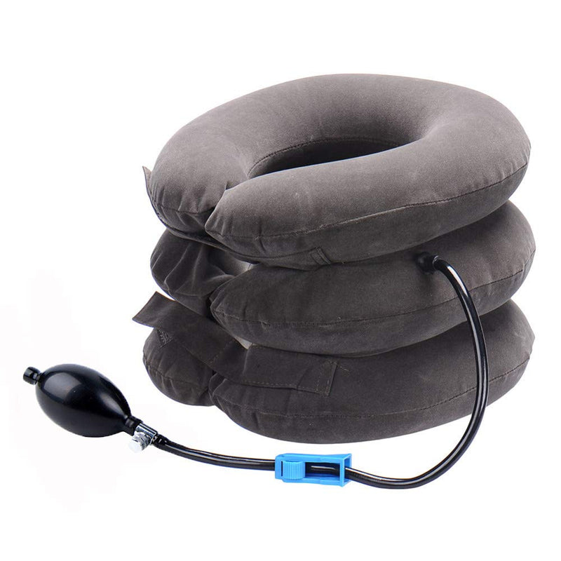 [Australia - AusPower] - RUNZI Cervical Neck Traction Device Inflatable Neck Stretcher, Easy to Use for Chronic Neck and Shoulder Pain Relief Traction Spine Alignment, Neck Cervical Brace Grey 