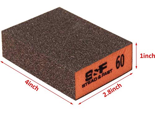 [Australia - AusPower] - Sanding Sponge, 60 80 120 220 Coarse Medium Fine Grit Sanding Blocks, Sander Sponges for Drywall Metal, Sandpaper Sponge Sanding Block for Wood 4 Pcs by S&F STEAD & FAST 