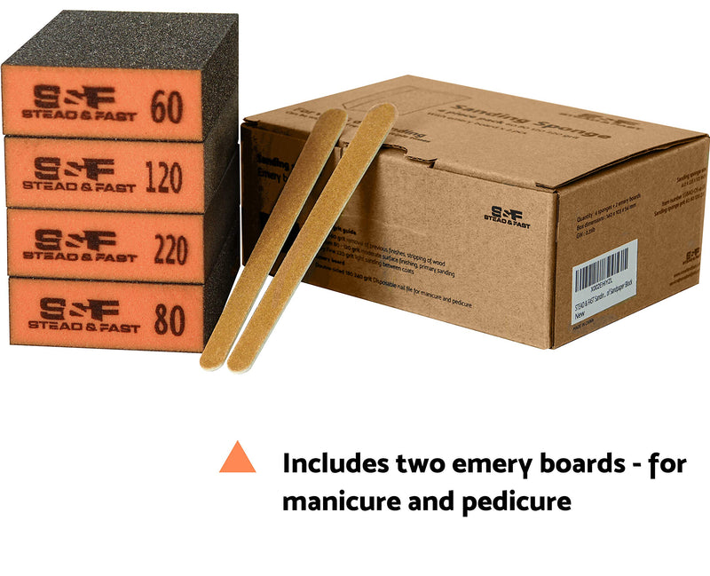 [Australia - AusPower] - Sanding Sponge, 60 80 120 220 Coarse Medium Fine Grit Sanding Blocks, Sander Sponges for Drywall Metal, Sandpaper Sponge Sanding Block for Wood 4 Pcs by S&F STEAD & FAST 