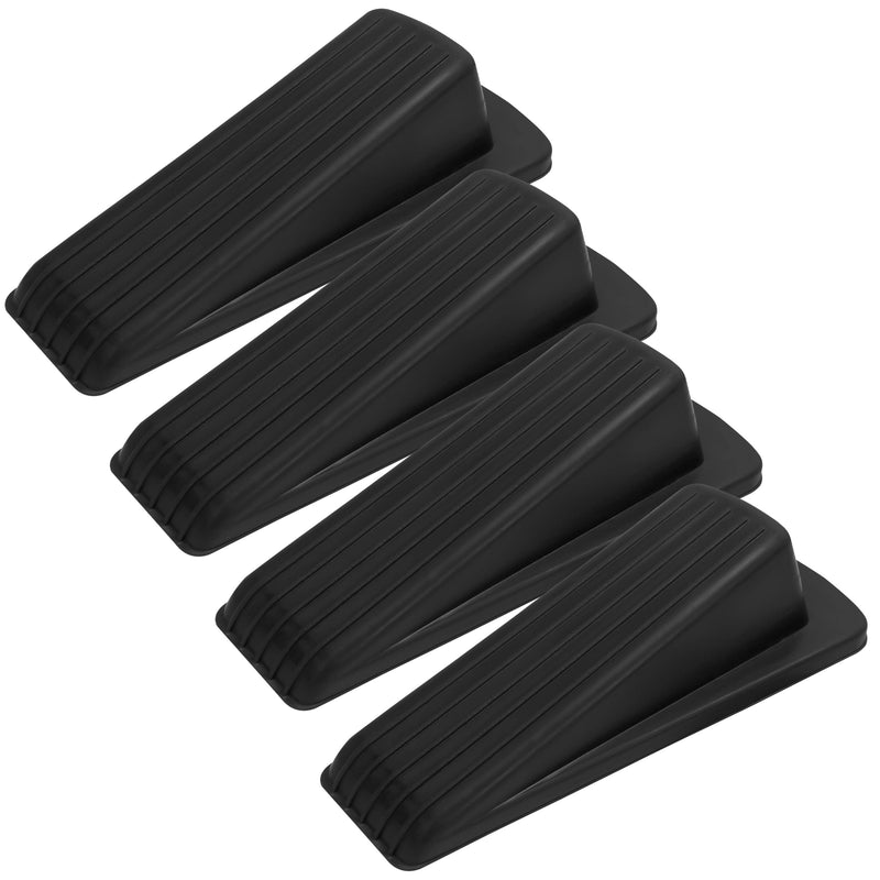 [Australia - AusPower] - S&T INC. Heavy Duty Rubber Door Stopper for Residential and Commercial Use, Black, 4.8 in. x 2.2 in. x 1.3 in, 4 Pack 
