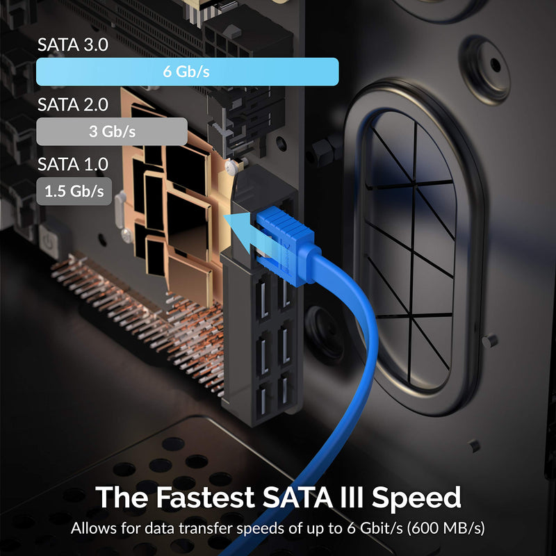 [Australia - AusPower] - SABRENT SATA III (6 Gbit/s) Right Angle Data Cable with Locking Latch for HDD/SSD/CD and DVD Drives (3 Pack 20 Inch) in Blue (CB-SRB3) 