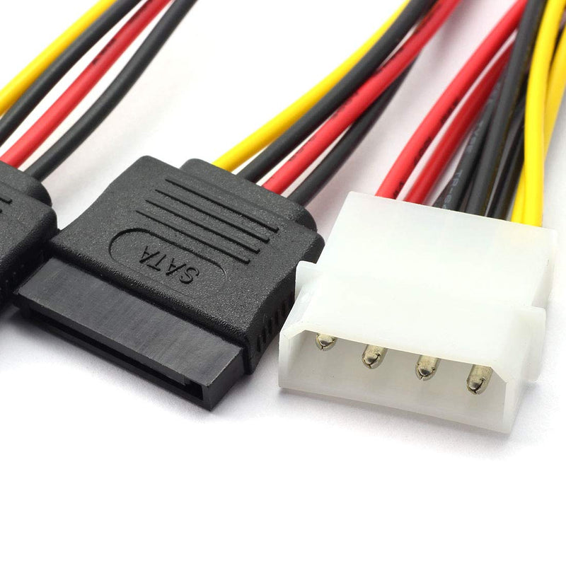 [Australia - AusPower] - SDTC Tech 4 Pin Male IDE Molex to 15 Pin Female Dual SATA Power Splitter Adapter Cable 18AWG Copper Serial ATA Hard Drive Extension Cable (20cm) - 2 Pack Molex Male to dual SATA female 