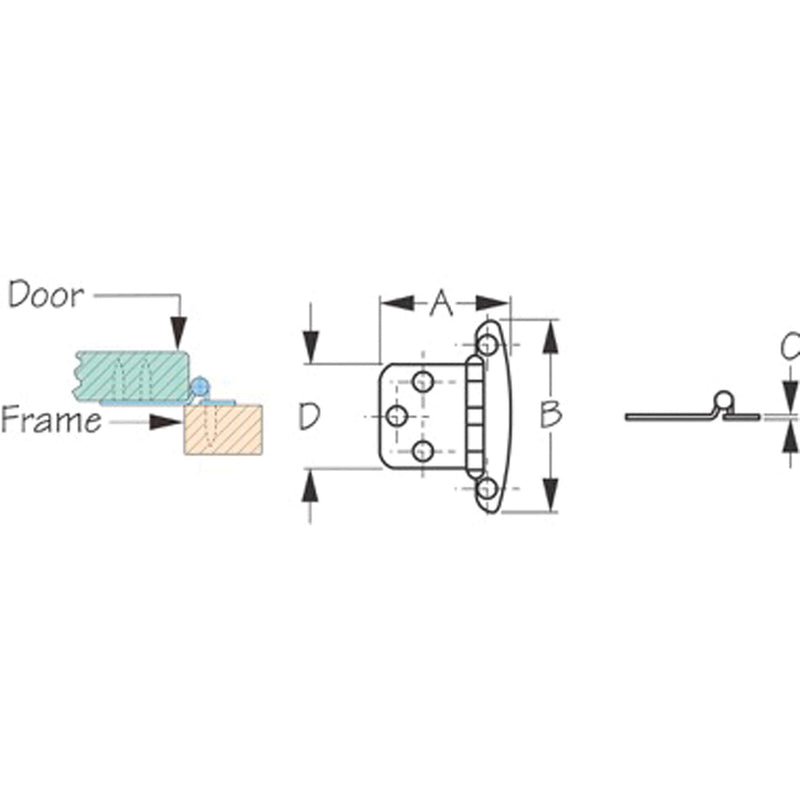 [Australia - AusPower] - Sea-Dog 201954-1 Flush Mount Concealed Hinge - #6 FH, 2-3/4 x 1-7/8-Inch 