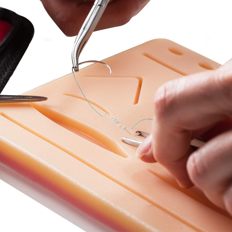[Australia - AusPower] - Suture Training Pad Suture Practice Kit for Medical Dental Vet Training Students, Including Large Silicone Pad,Tool Kit with Needles 