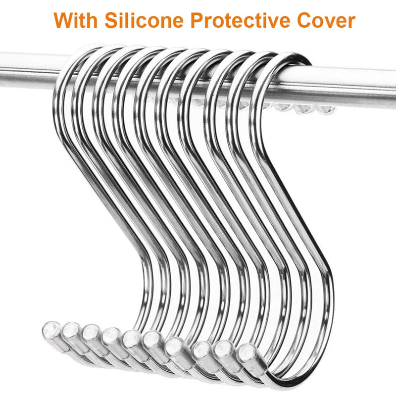 [Australia - AusPower] - Siasky 10 Pack S Hooks for Hanging Heavy Duty Stainless Steel Hangers for Kitchen Utensils, Pot, Pan, Cups, Plants(Silver) 