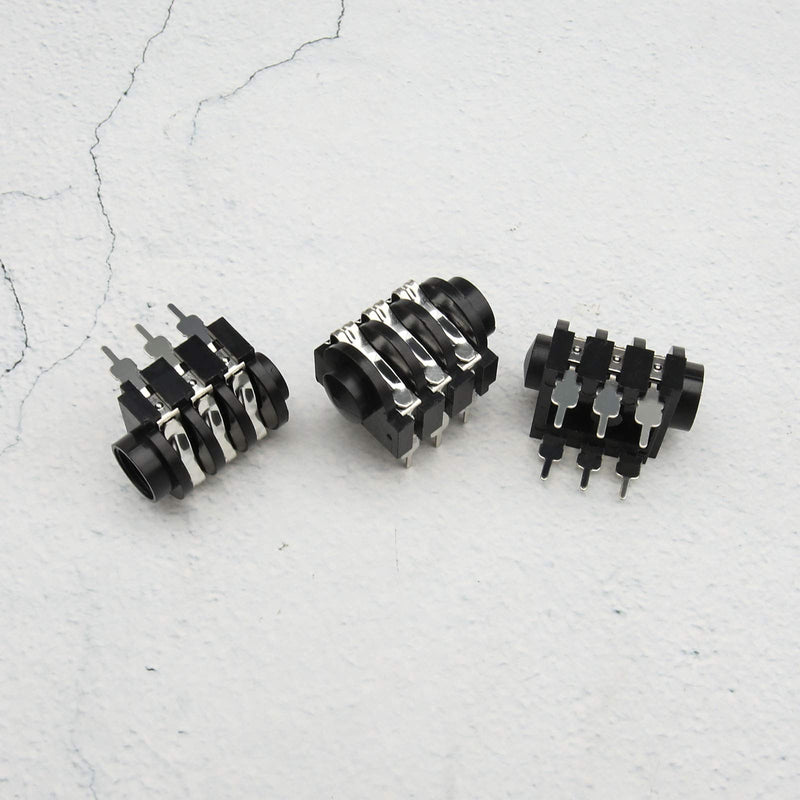 [Australia - AusPower] - 10Pcs 6.35mm 1/4Inch Female Mono Stereo Headphone Audio Jack Socket Panel Mount 6-Pin Connectors with Mounting Nuts Washers Black 