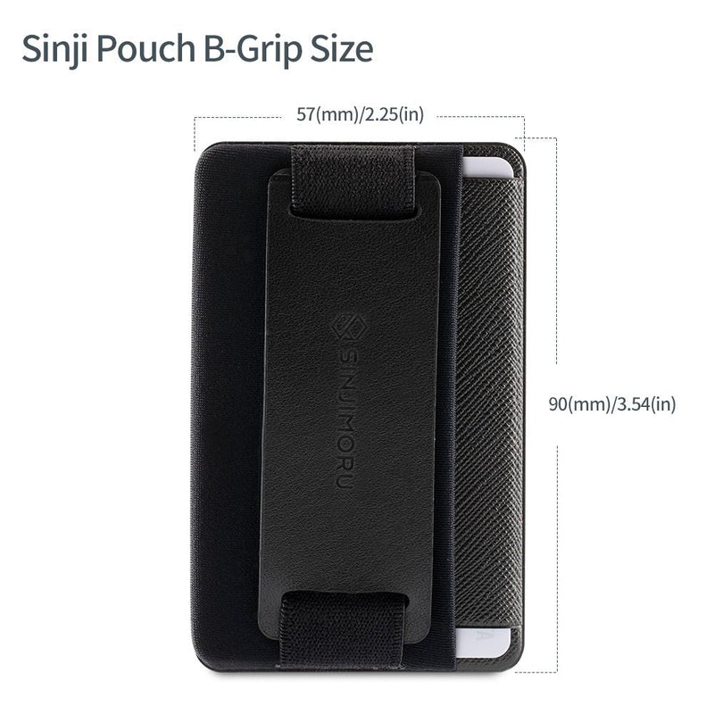 [Australia - AusPower] - Sinjimoru Phone Grip Card Holder with Phone Stand, Secure Stick on Wallet for iPhone with Pop Out Stand for Table. Sinji Pouch B-Grip Black Adhesive Wallet 