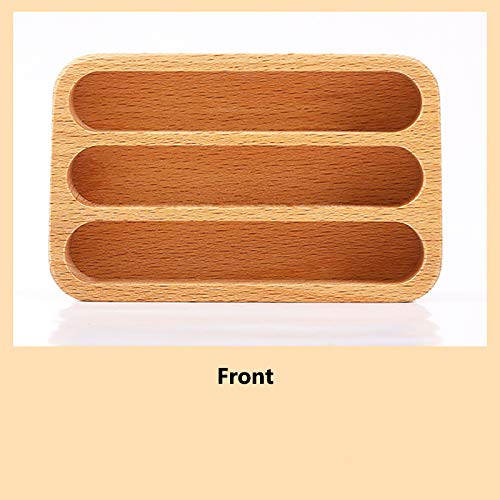 [Australia - AusPower] - Sizikato Wooden Business Card Holder for Desk, 3 Card Slots Business Card Display Holder Stand Beech 