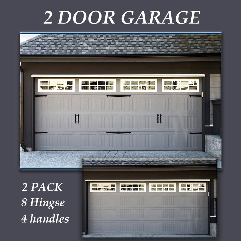 [Australia - AusPower] - skysen Magnetic Garage Door Decorative Faux Hinges Handles Accents Hardware Kit Black(cxckls-2 Pack) 