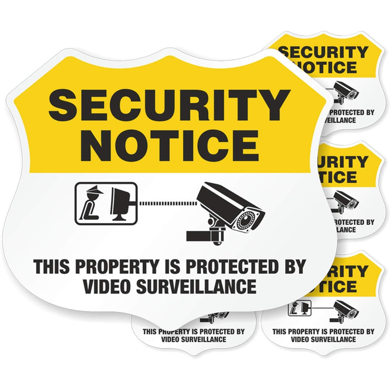 [Australia - AusPower] - SmartSign Protected by Video Surveillance Security Notice Decal Set | Five Pack of 2.75"x3.25" EG Reflective Adhesive Labels Reflective Adhesive Decal Set 