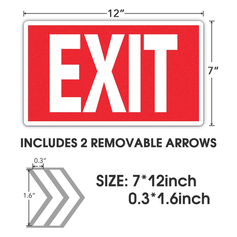 [Australia - AusPower] - EXIT Signs Glow In The Dark EXIT Decals 3 Pack 12"x7" EXIT Photoluminescent Signs Stickers, Glows For Up To 8 Hours 