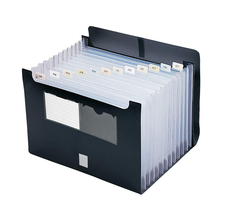 [Australia - AusPower] - Smead Poly Desktop Expanding File, 12 Pockets, Flap Closure, Alphabetic (A-Z) and Monthly (Jan-Dec) Tab Inserts, Letter Size, Black (70845) 