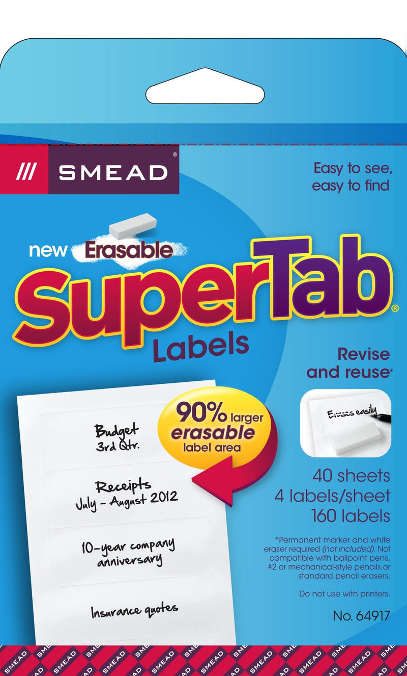 [Australia - AusPower] - Smead Erasable SuperTab File Folder Labels, White, 160 Labels per Pack (64917) 