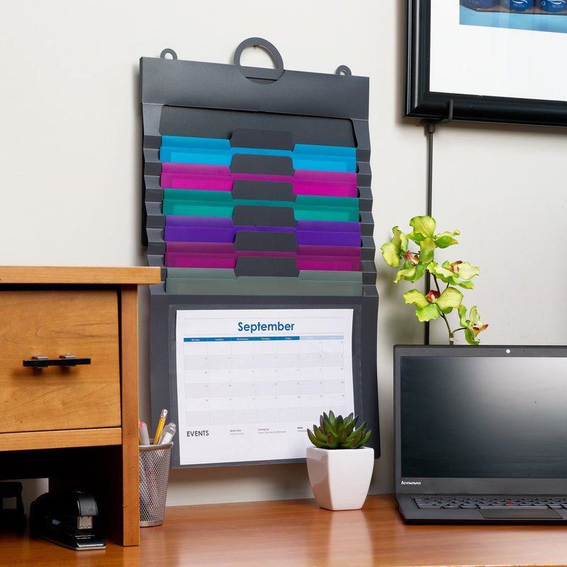 [Australia - AusPower] - Smead Cascading Wall Organizer Gen 2, 6 Pockets, Letter Size, Gray/Jewel Pockets (92063) Jewel 