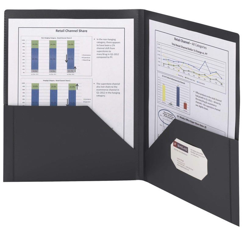 [Australia - AusPower] - Smead Frame View Poly Two-Pocket Folder, Letter Size, Black, 5 Per Pack (87705) 