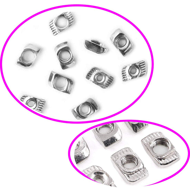 [Australia - AusPower] - Socell 180Pcs 2020 Series T Nuts,M3 M4 M5 T Slot Nut Hammer Head Fastener Nut Nickel Plated Carbon Steel Assortment Kit for 20 Series Aluminum Profile - Nickel Plated Carbon Steel 