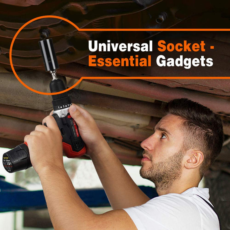 [Australia - AusPower] - Universal Socket Tool Gift for Men, Super Grip Socket Set Fits Standard 1/4''-3/4'' with Multi-Function Power Drill Adapter, Christmas Stocking Stuffers for Men Him Dad Husband Boyfriend Her (Black*1) 