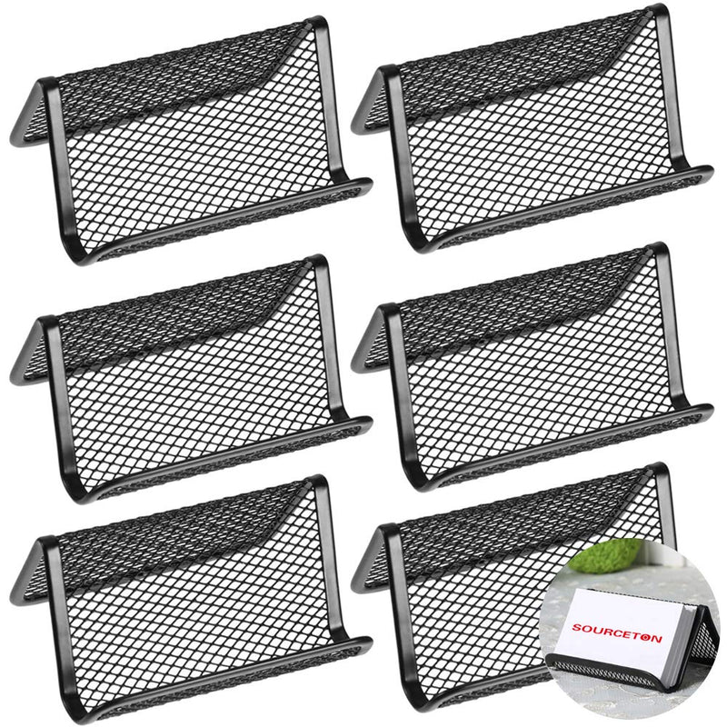 [Australia - AusPower] - SourceTon Metal Mesh Business Card Holder, Name Card Stand for Office Business Card Display 50 Cards Organizer, 6 Packs 