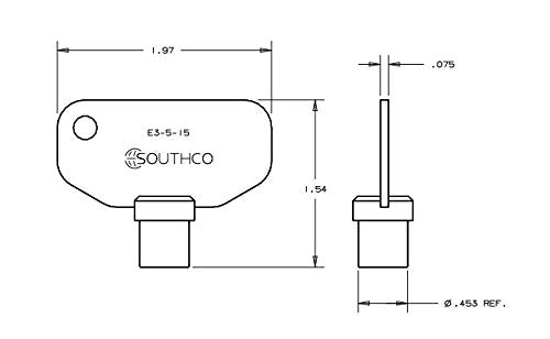 Southco E3-5-15 barrel latch key for RV, motorhome, and camper doors, with metal construction and keyhole detail.