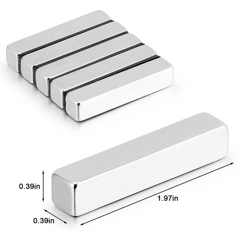 [Australia - AusPower] - Powerful Neodymium Bar Magnets, Rare Earth Magnets Rectangular Magnets Metal Neodymium Magnet - 50 x 10 x 10 mm, Pack of 5 
