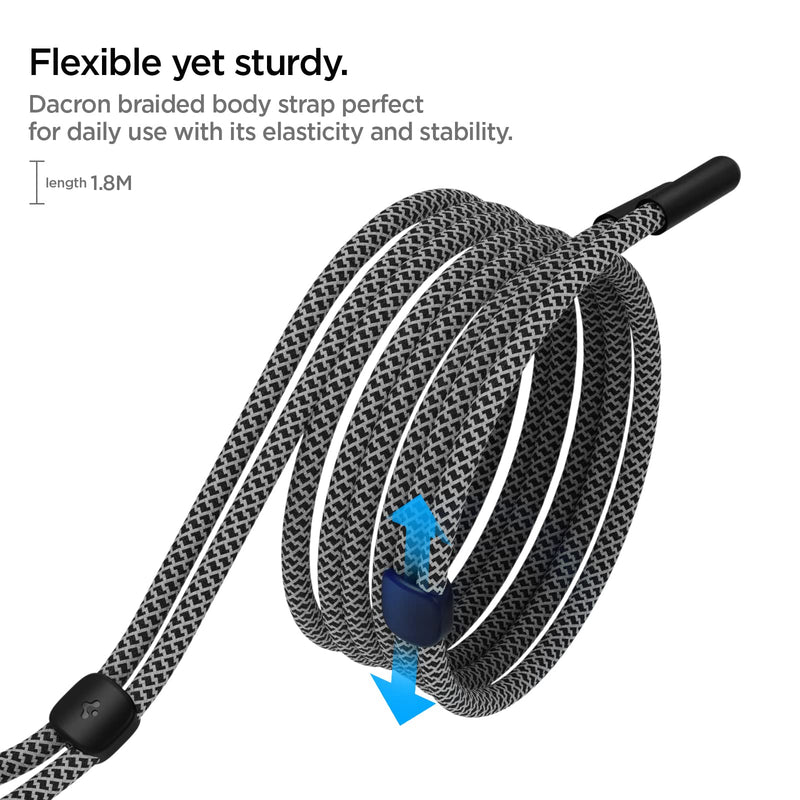 [Australia - AusPower] - Spigen Universal Adjustable Crossbody Strap Phone Lanyard - Black 