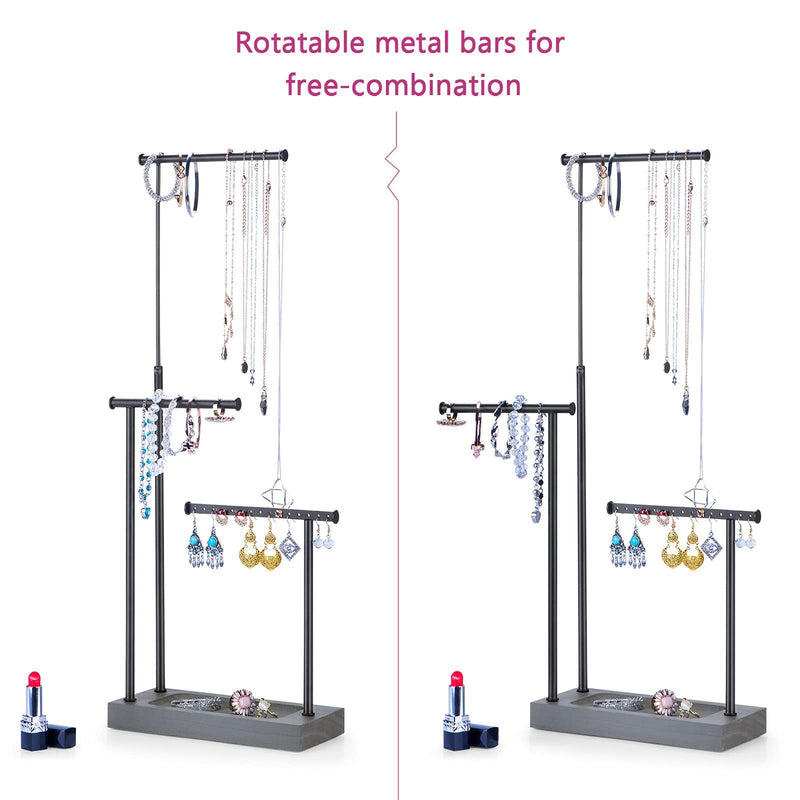 [Australia - AusPower] - SRIWATANA Jewelry Organizer Display Extra Tall Necklace Holder 3 Tier Jewelry Tree Stand (Weathered Grey & Black) weathered grey 