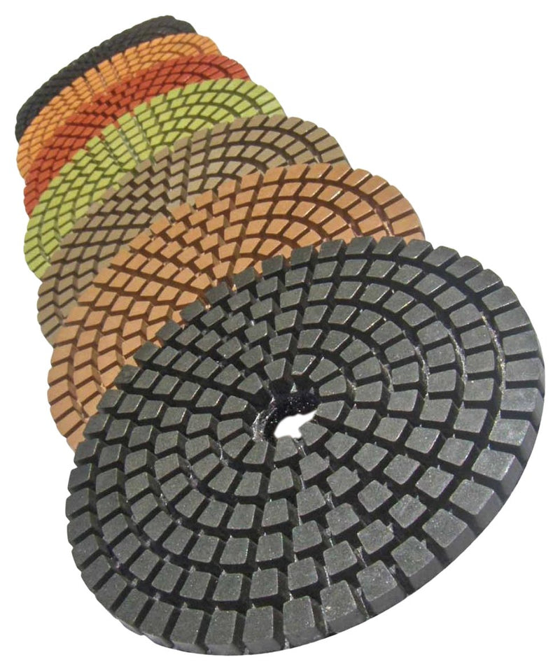 [Australia - AusPower] - STADEA Premium Grade Wet 4" Diamond Polishing Pads Set + Rubber Backer For CONCRETE Polish Concrete Set + Backer (5/8" 11) 