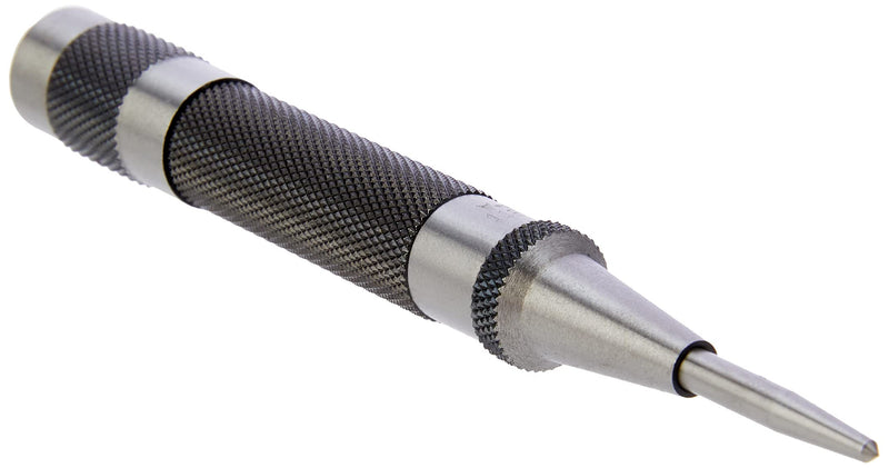 [Australia - AusPower] - Starrett 18A Automatic Center Punch with Hardened Steel Metal, Universal Tool for Machinists and Carpenters with Adjustable Knurled Cap to Control Blow Force, No. 4 Graduation 